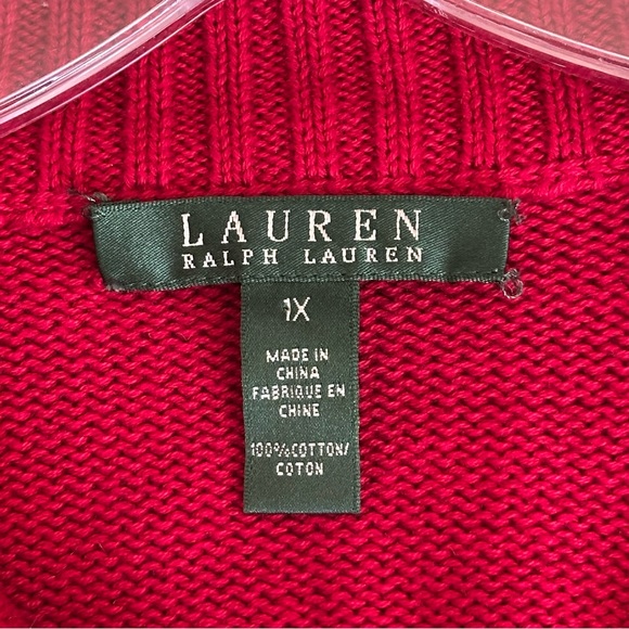 Ralph Lauren Vibrant Red Women's mock turtle Cardigan - Picture 3 of 6